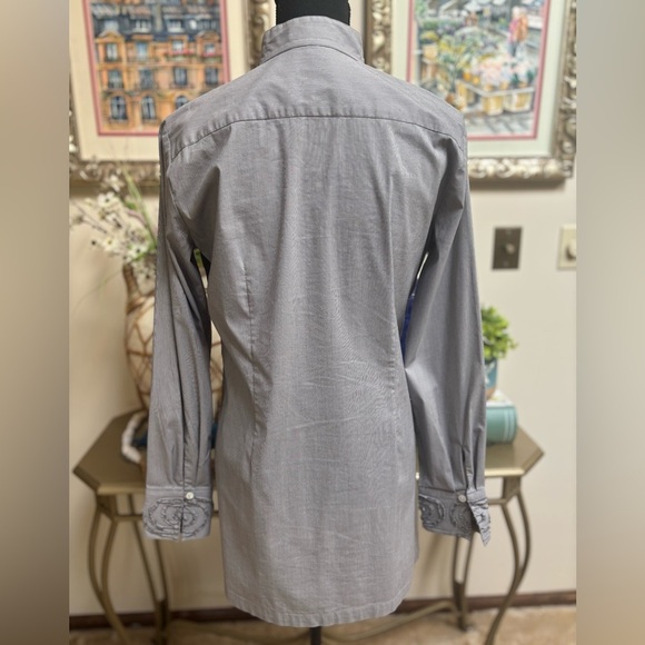 PAPERWHITE by HINSON WU LUXURY DESIGNER TAILORED EMBROIDERED GRAY SHIRT SIZE 8 - Picture 7 of 11